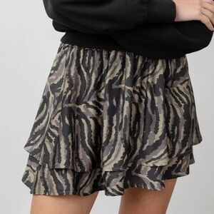 Rails Addison Layered Mini Skirt Olive Bengal Sz L NWT